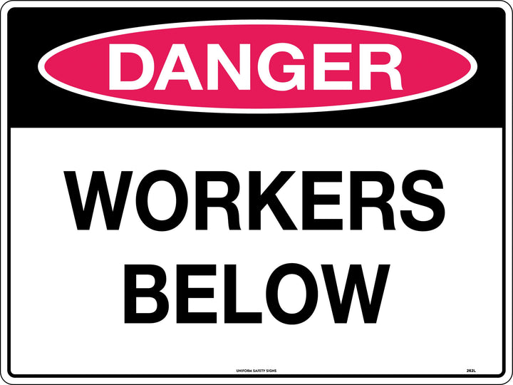 450x300mm Metal Danger Class 1 Workers Below Sign