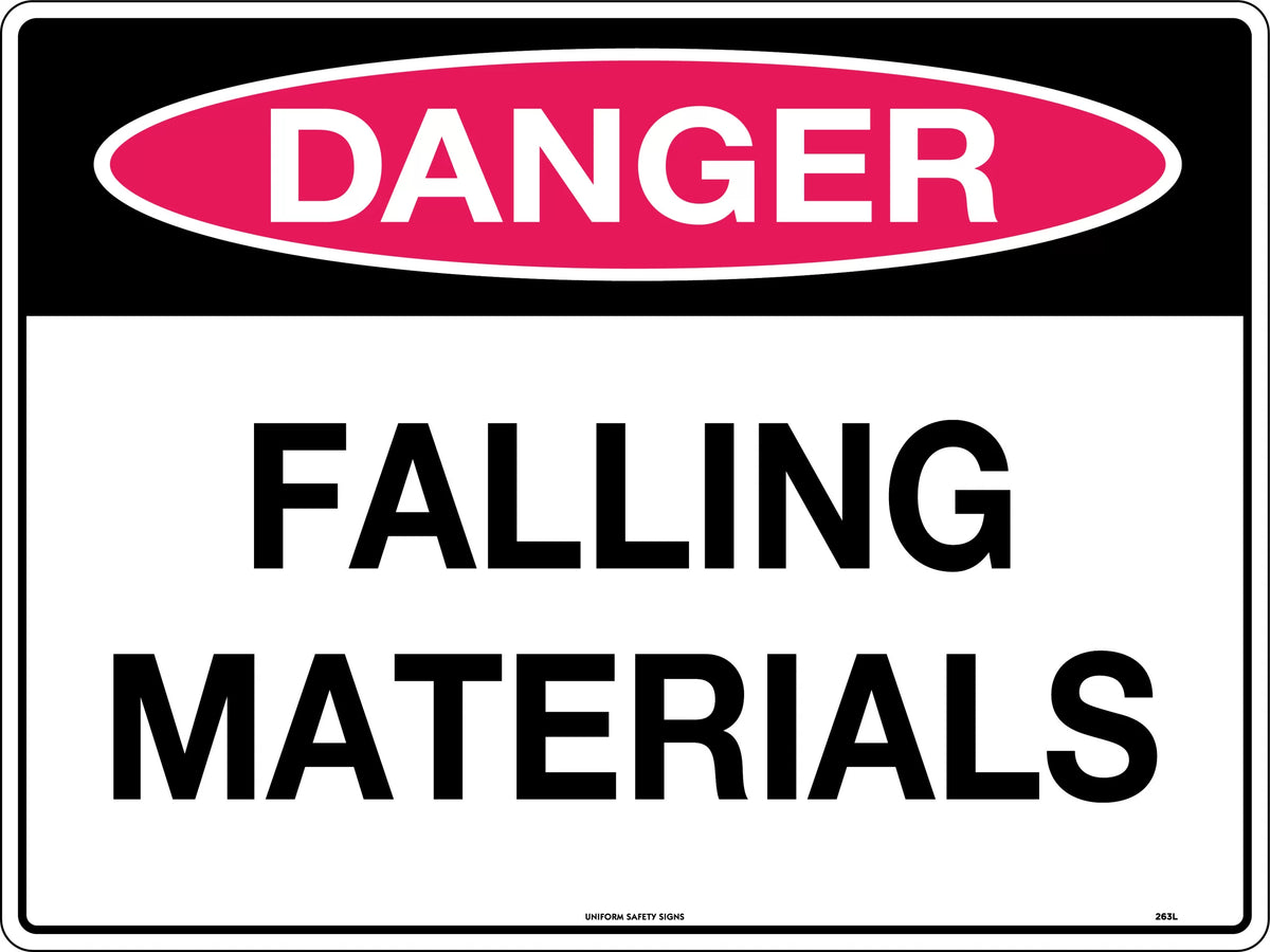 600x400mm Falling Materials Sign | Construction Sites | Uniform Safety Signs