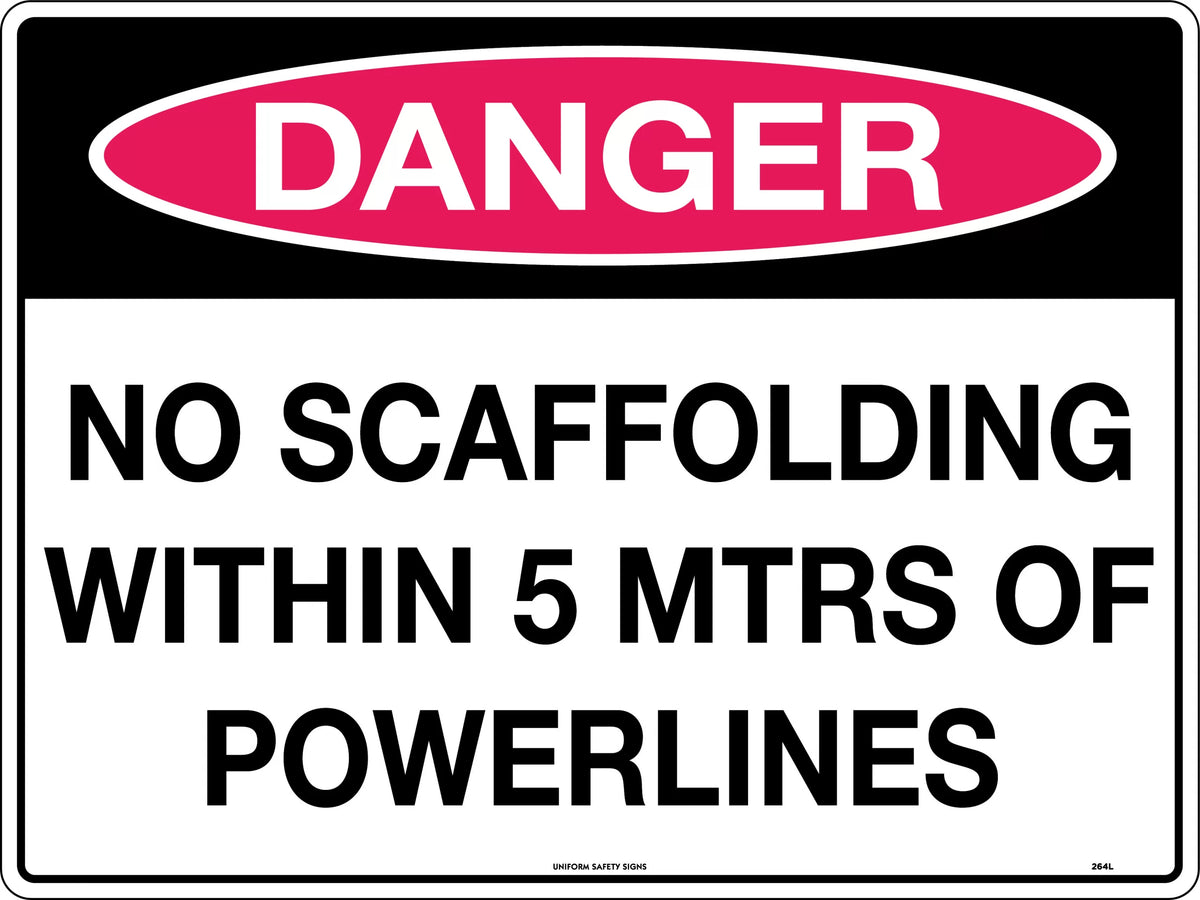 5m Powerline Clearance Danger Sign | Construction Sites | Uniform Safety Signs