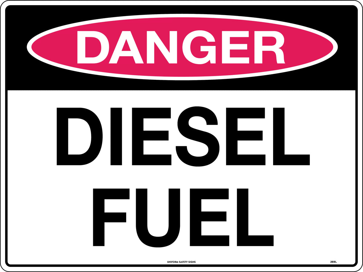 140x120mm Self Adhesive Danger Diesel Fuel Safety Sign - Pkt Of 4 | Uniform Safety Signs
