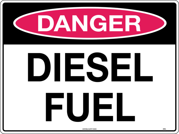 140x120mm Self Adhesive Danger Diesel Fuel Safety Sign - Pkt Of 4 | Uniform Safety Signs