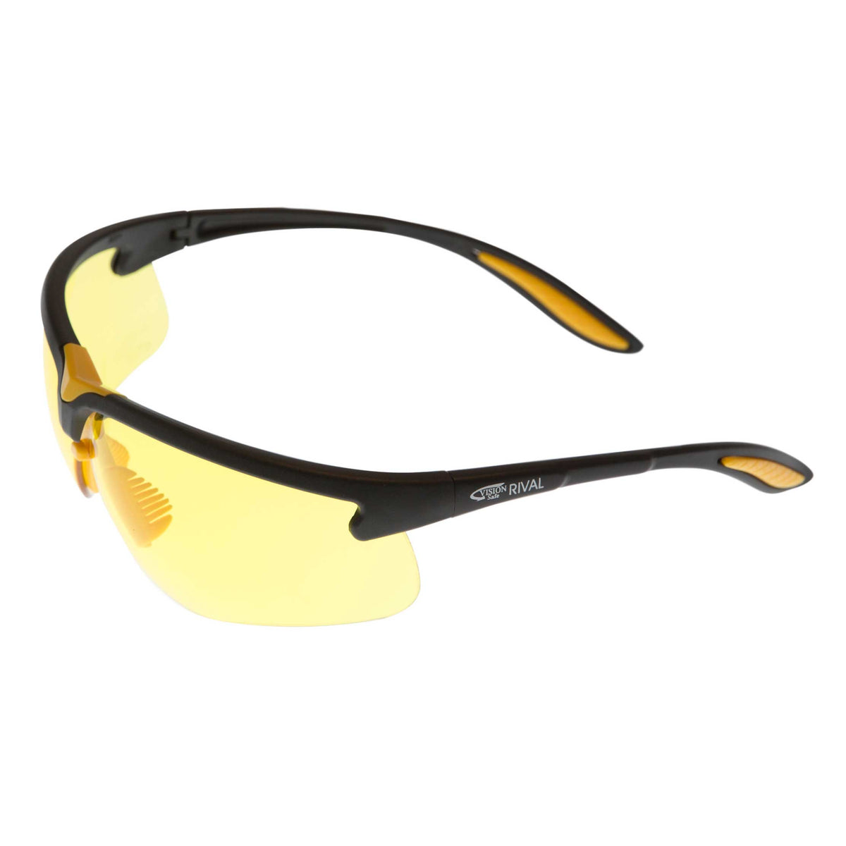 Black Frame Safety Glasses with Amber Hard Coat Lenses | Vision Safe