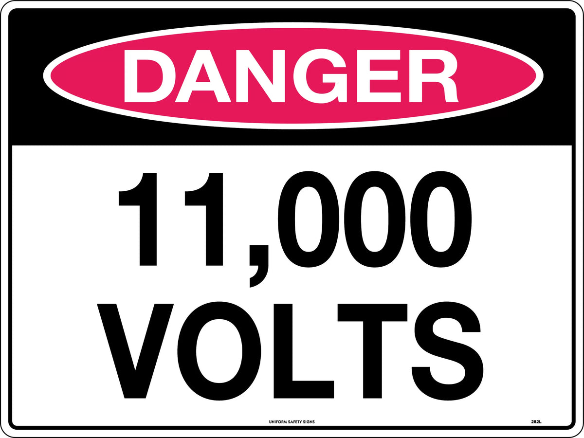 600x400mm Danger 11,000 Volts Sign | Electrical Substations | Uniform Safety Signs