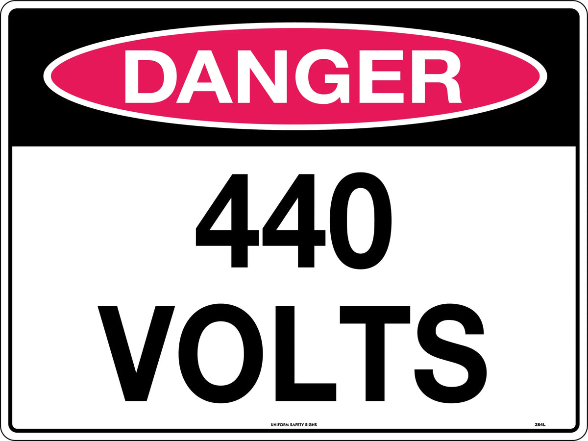 Metal Danger 440 Volts Sign | Electrical Substations | Uniform Safety Signs