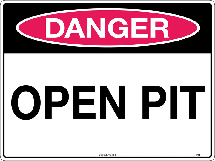 300x225mm Poly Danger Open Pit Safety Sign | Uniform Safety Signs
