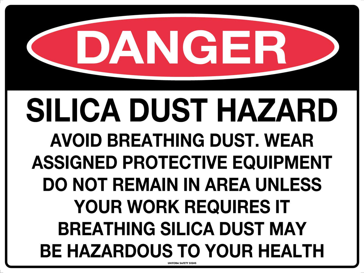 450x300mm Silica Dust Danger Sign | Construction Sites | Uniform Safety Signs