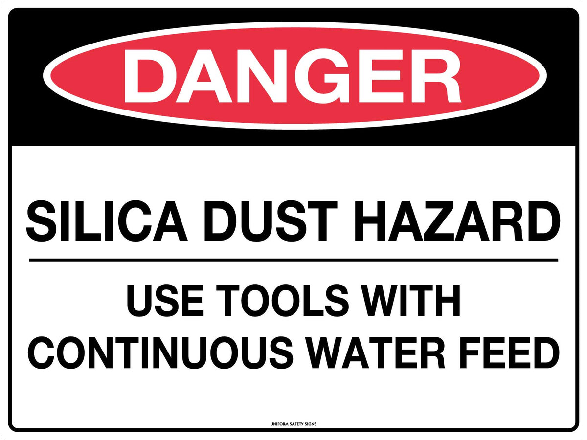 600x400mm Silica Dust Danger Sign | Construction Sites | Uniform Safety Signs
