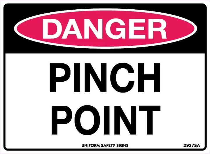 140x120mm Self Adhesive Danger Pinch Point Safety Sign - Pkt Of 4 | Uniform Safety Signs
