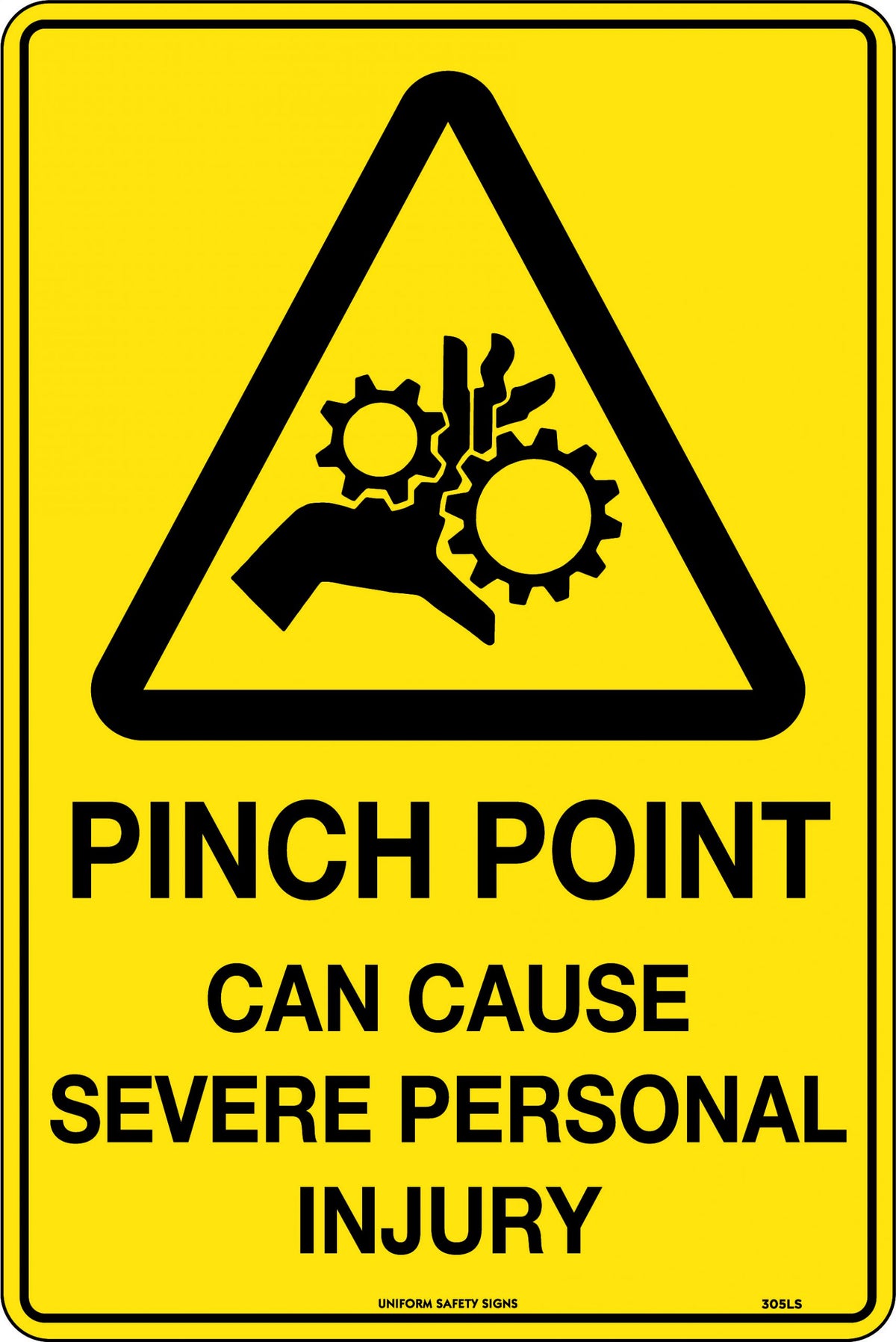 600x400mm Pinch Point Caution Sign | Industrial Machinery | Uniform Safety Signs