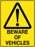 600x400mm Beware of Vehicles Sign | Site Traffic Control | Uniform Safety Signs