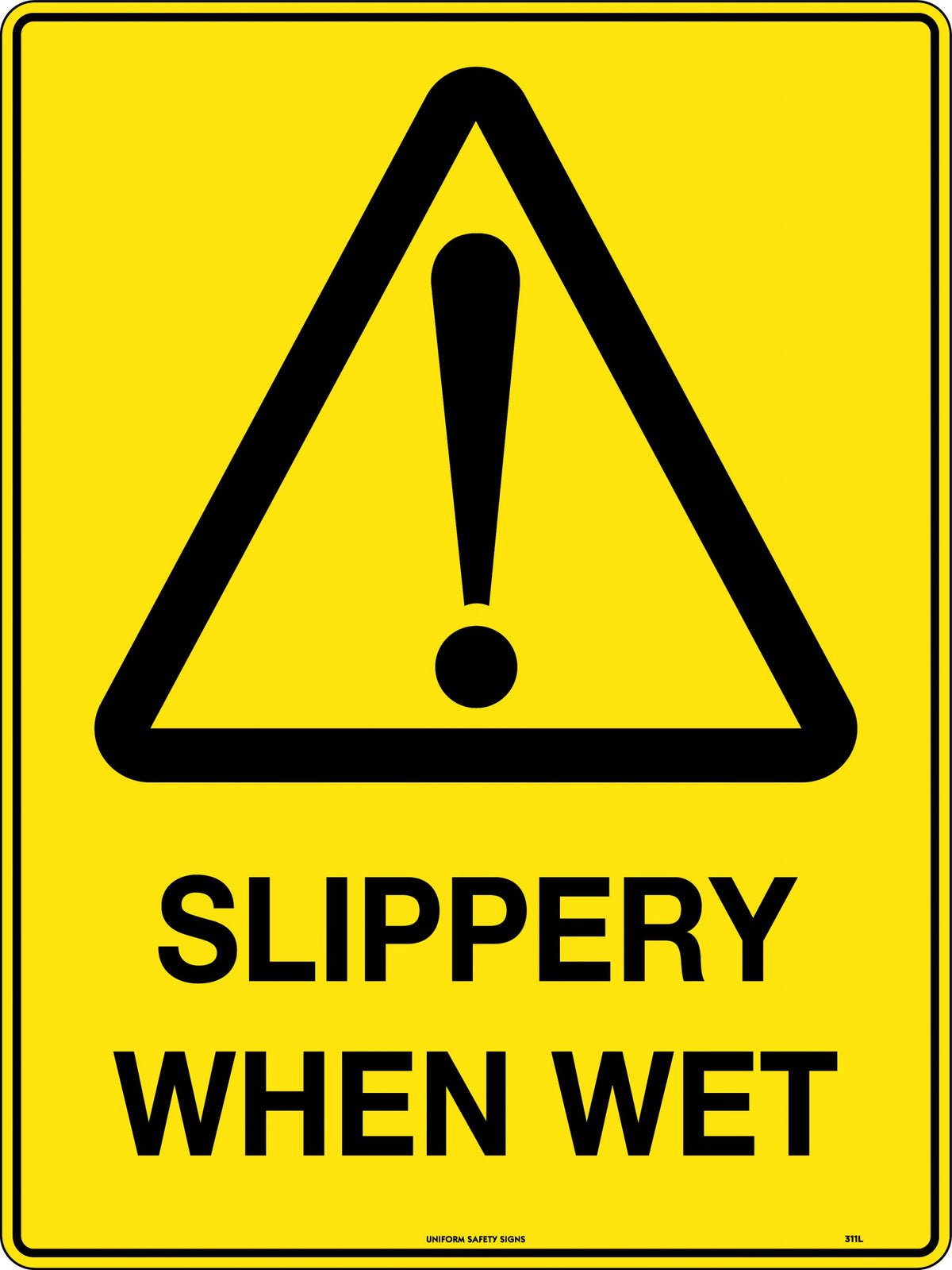 Metal Slippery When Wet Sign | Industrial Floors | Uniform Safety Signs