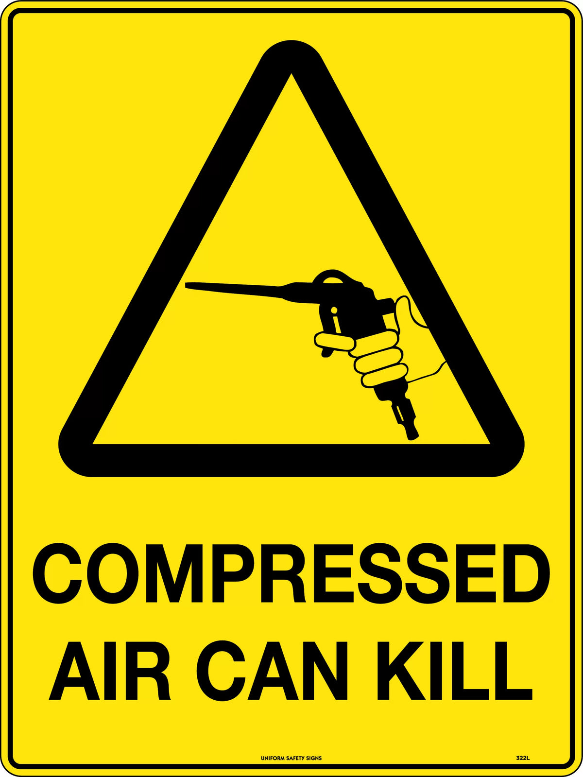 Self Adhesive Caution Compressed Air Sign | Workshop Safety | Uniform Safety Signs