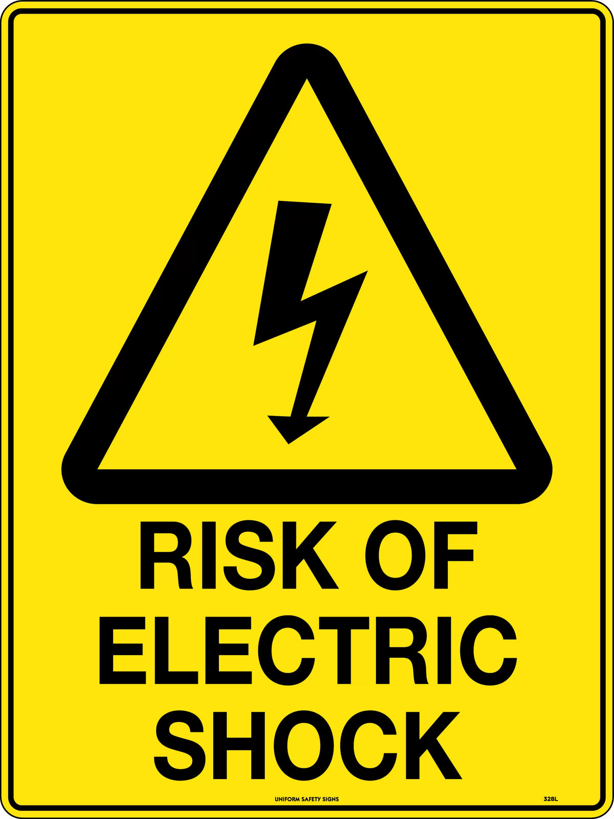 Self Adhesive Caution Electric Shock Sign | Plant Rooms | Uniform Safety Signs