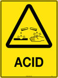 Caution Acid Self Adhesive Sign | Chemical Storage | Uniform Safety Signs