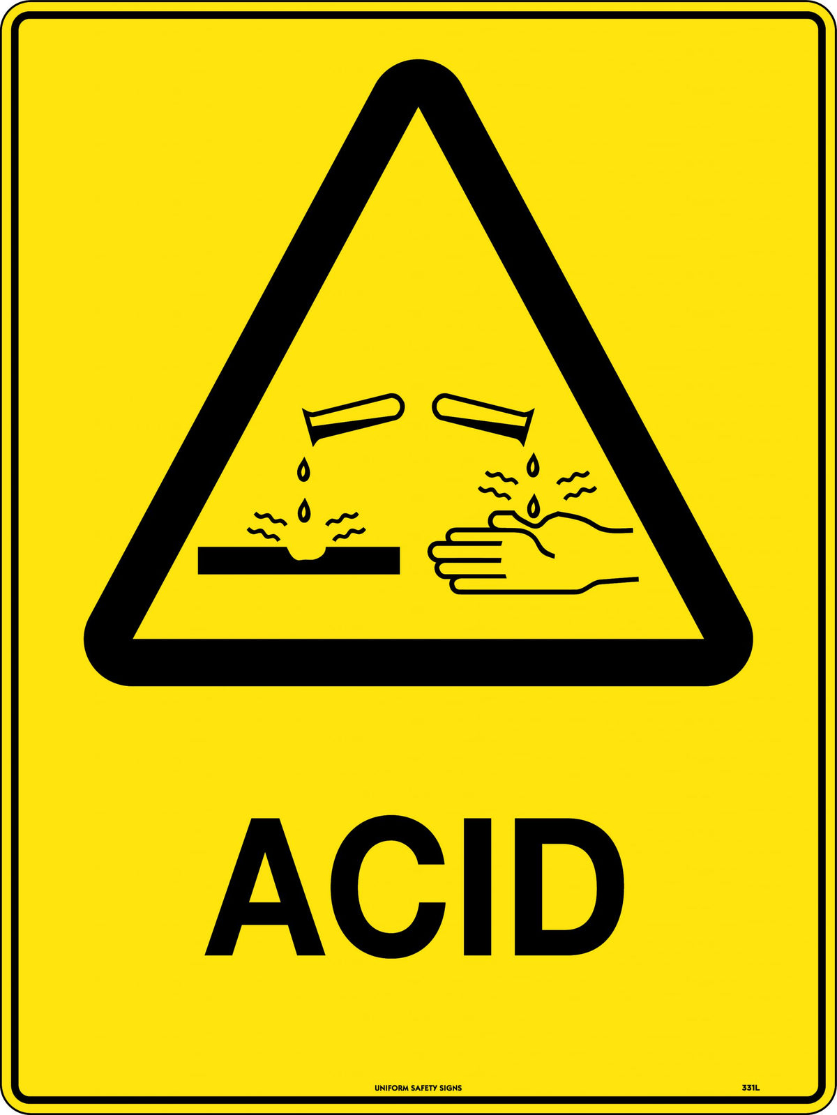 600x400mm Caution Acid Sign | Chemical Storage Areas | Uniform Safety Signs