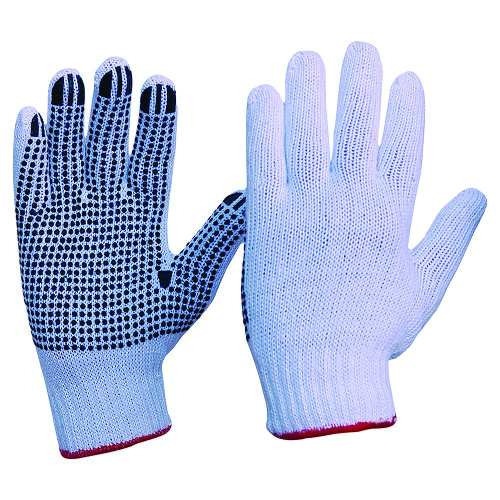Ladies Knitted Poly Cotton Gloves with PVC Dots