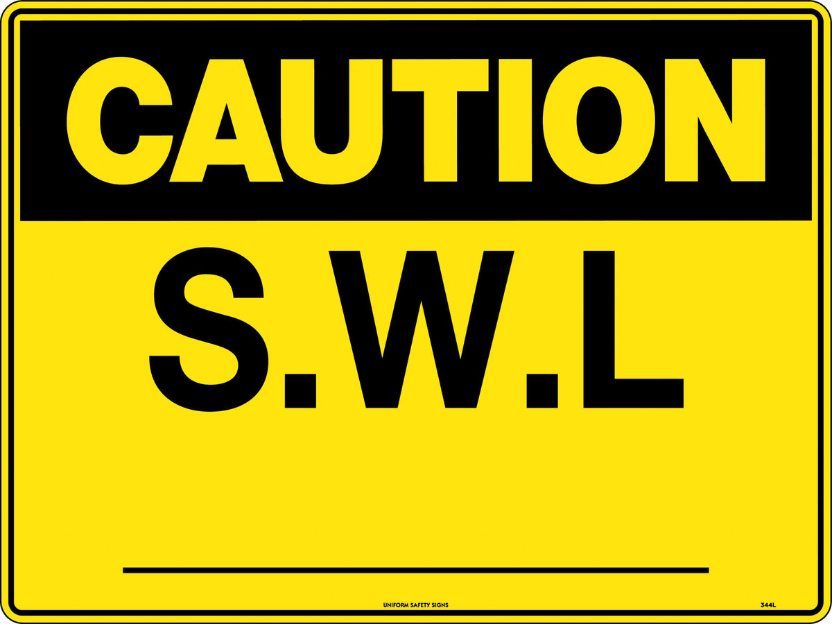 Self Adhesive Caution SWL Sign | Warehouse Lifting | Uniform Safety Signs