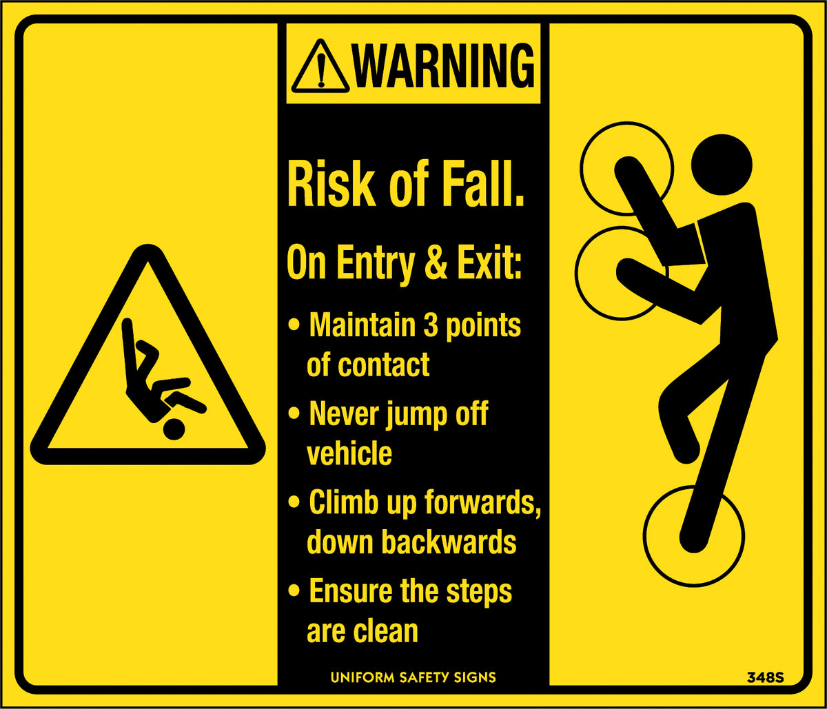 140x120mm Fall Risk Warning | Vehicle and Plant Access | Uniform Safety Signs