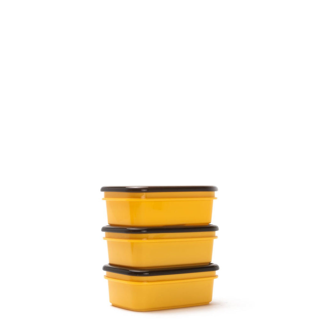 Rugged Xtremes 3 x 350ml REUSABLE CRIB CONTAINER SET BPA Free Vac Seal YELLOW