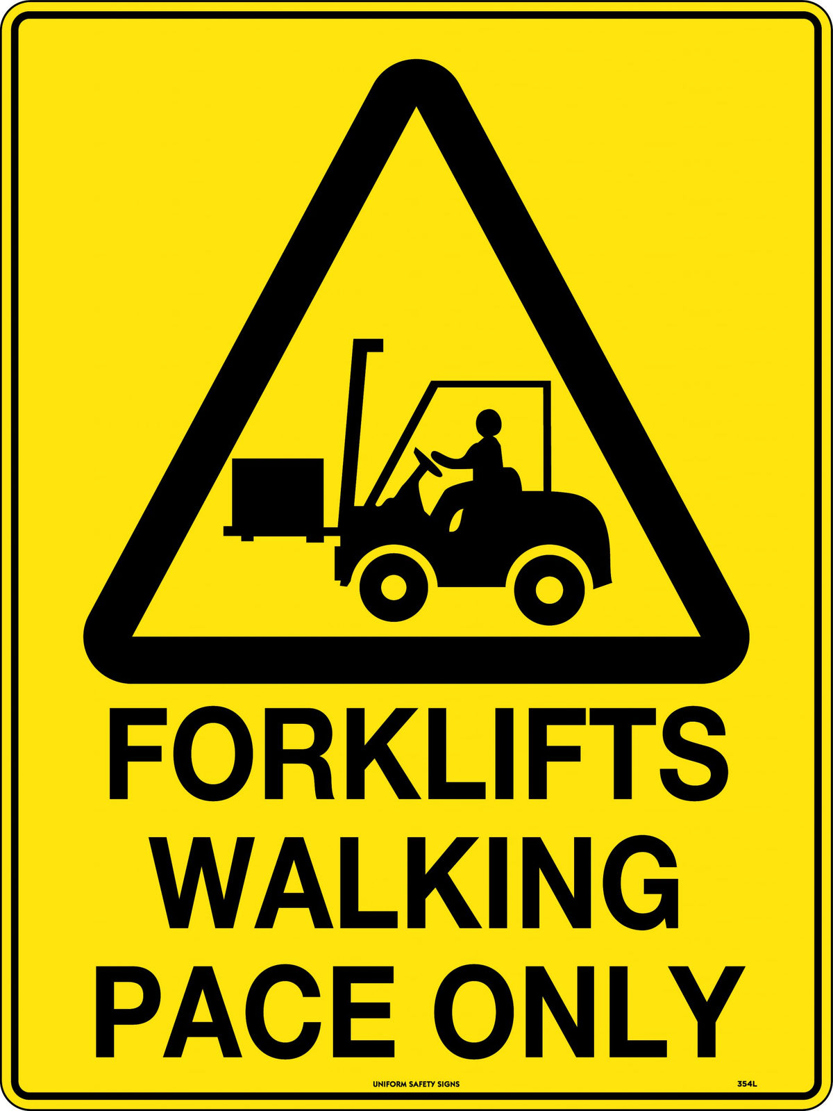 600x400mm Walking Pace Sign | Warehouse Traffic Control | Uniform Safety Signs