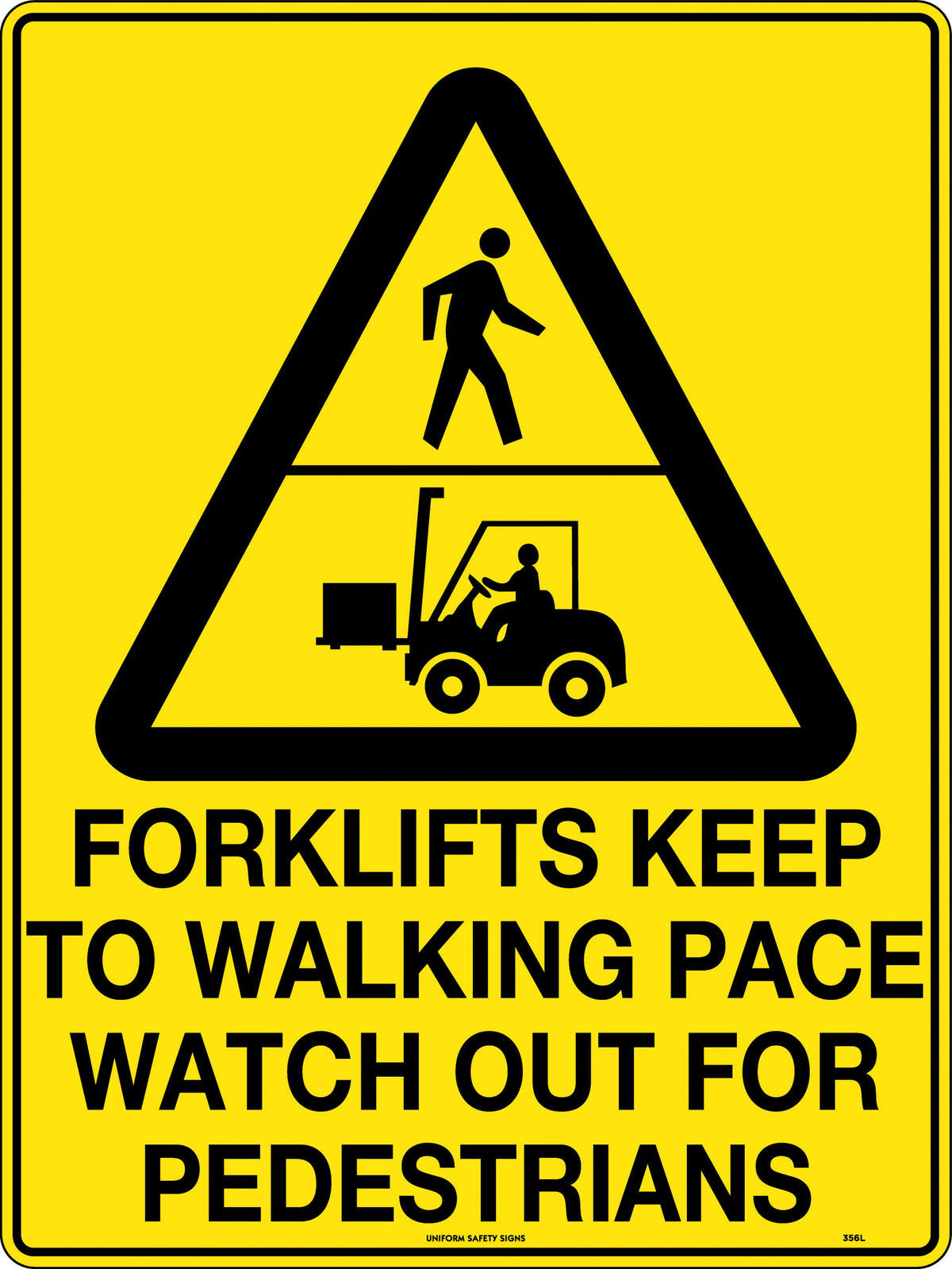 600x400mm Poly Warning Sign | Warehouse Traffic | Uniform Safety Signs