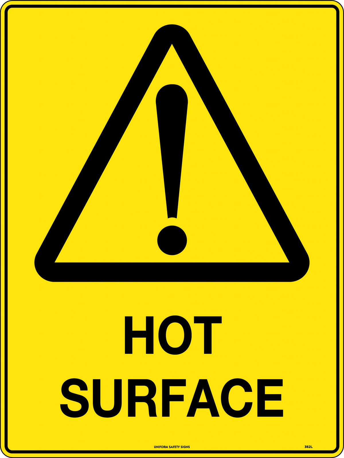 600x400mm Hot Surface Sign | Industrial Plant Rooms | Uniform Safety Signs