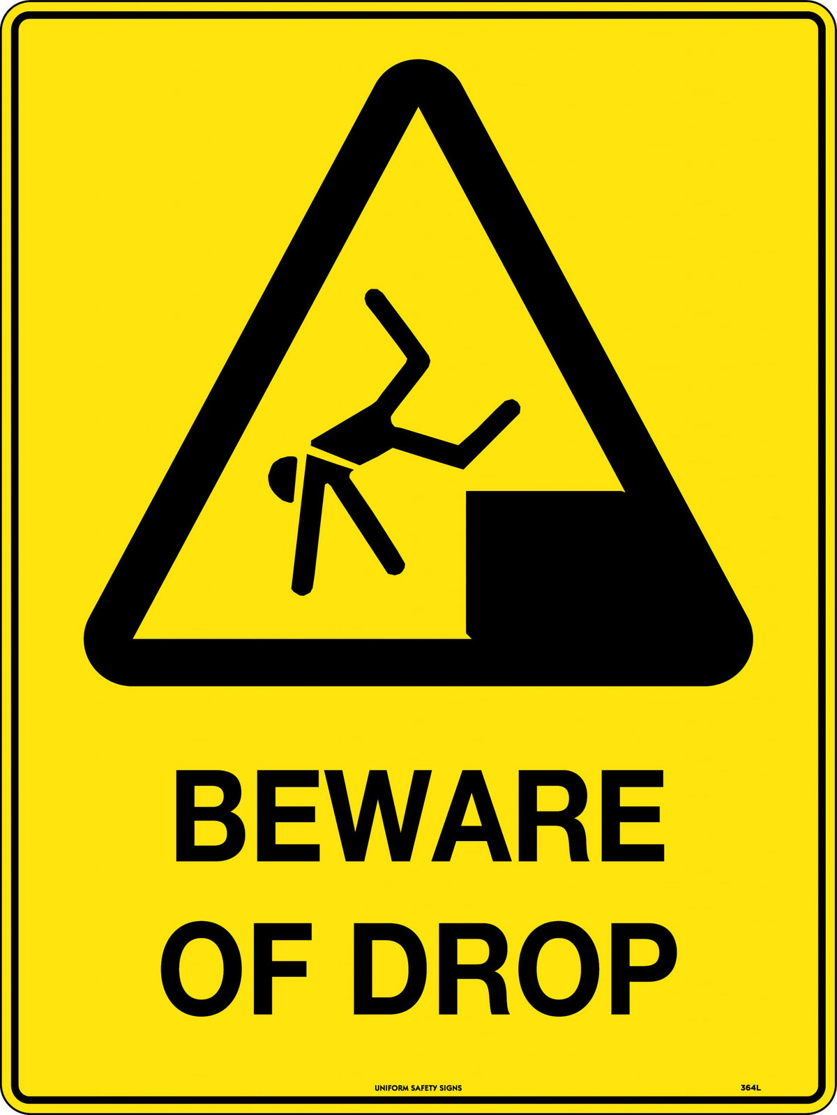 Metal Beware of Drop Sign | Overhead Work Zones | Uniform Safety Signs
