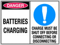 600x400mm Metal Battery Warning Sign | Charging Stations | Uniform Safety Signs