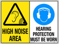 600x400mm Hearing Protection Sign | Industrial Workshops | Uniform Safety Signs