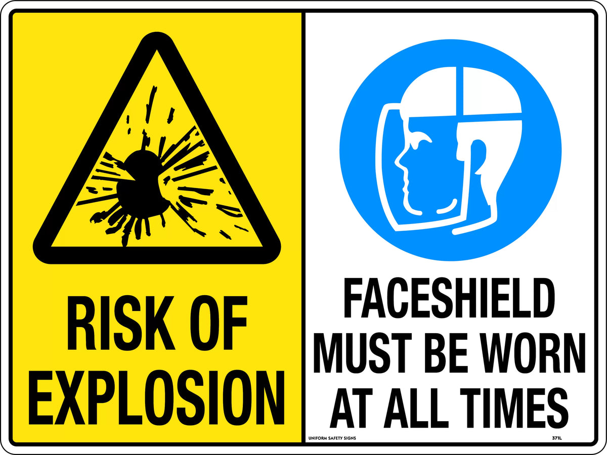 450x300mm Explosion Risk PPE Sign | Industrial Sites | Uniform Safety Signs