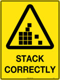 Poly Caution Stack Correctly Sign | Warehouse Racking | Uniform Safety Signs