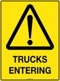 600x400mm Trucks Entering Sign | Site Access Points | Uniform Safety Signs