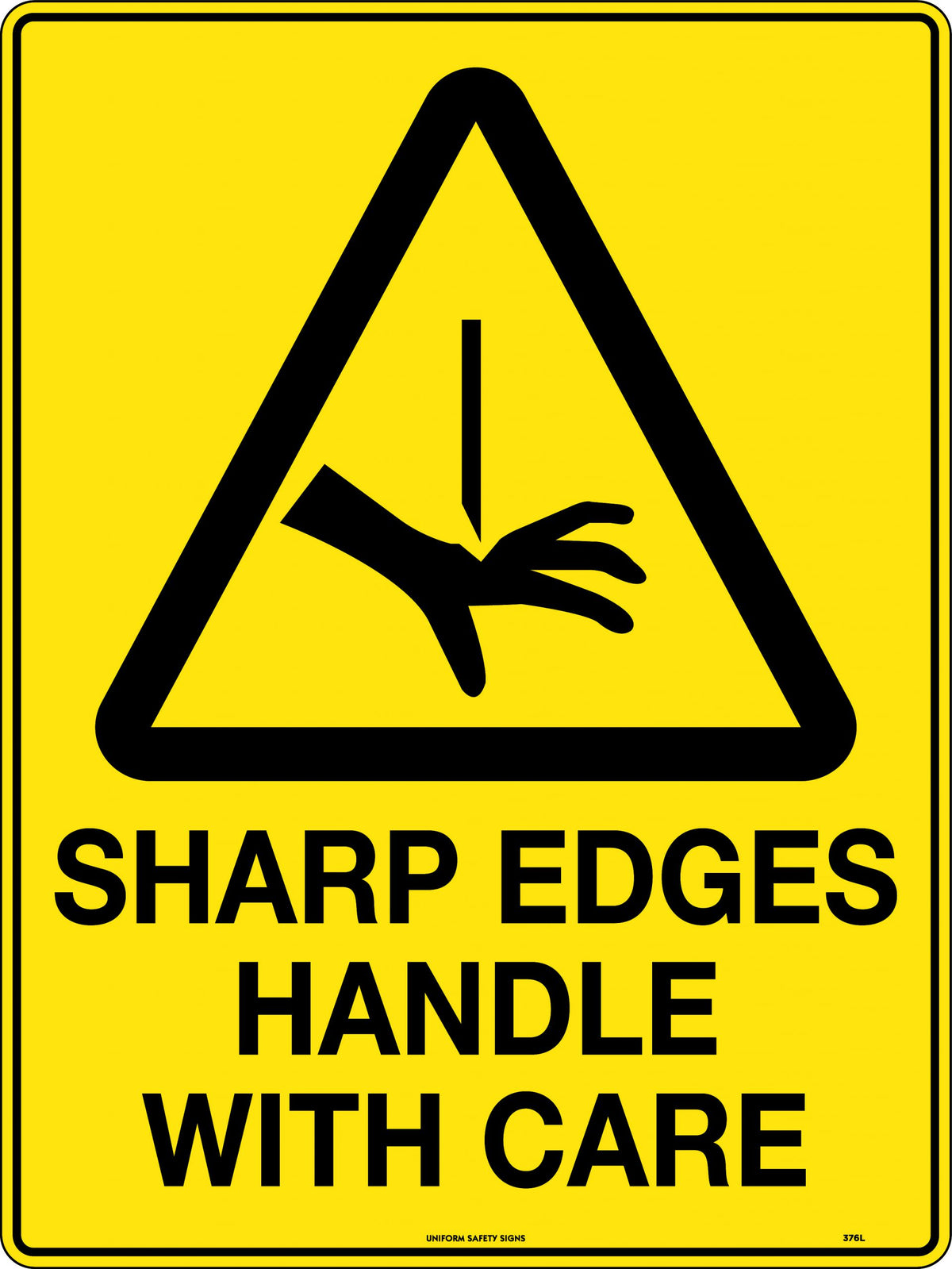 Poly Caution Sharp Edges Sign | Industrial Warehousing | Uniform Safety Signs