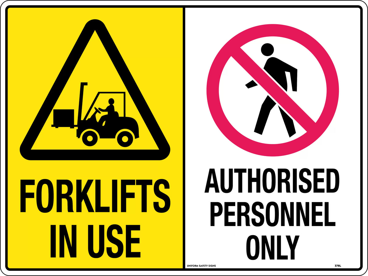450x300mm Forklift Warning Sign | Warehouse & Loading Docks | Uniform Safety Signs