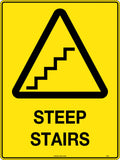 Metal Caution Steep Stairs Sign | Industrial Stairways | Uniform Safety Signs