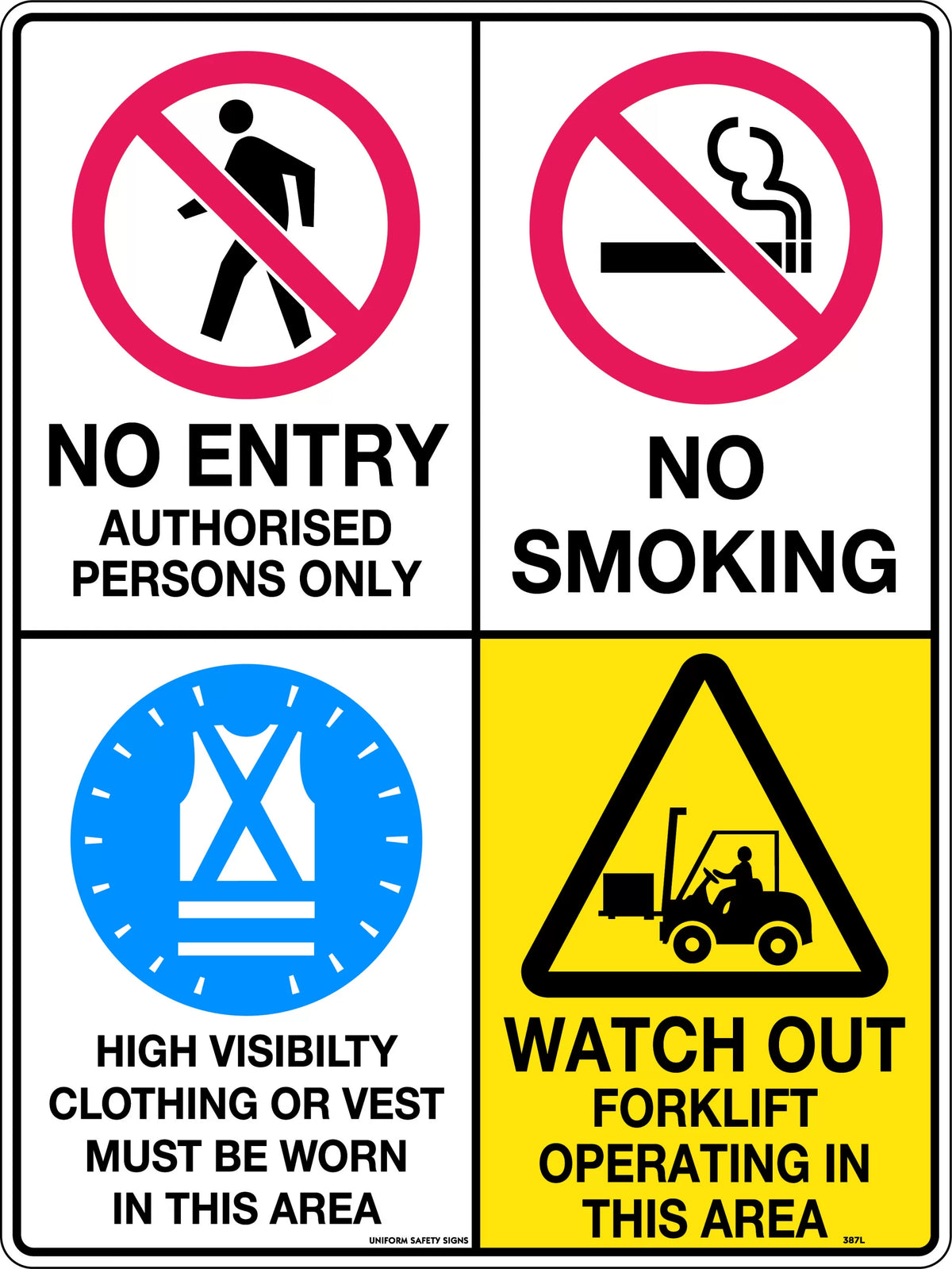 600x400mm Multi-Warning Sign | Warehouse & Loading Docks | Uniform Safety Signs