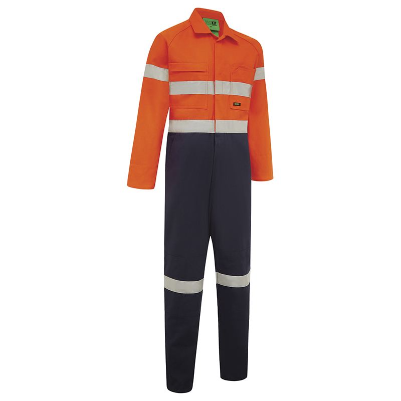 Hi Vis 2-Tone Lightweight Cotton Taped Coverall With Nylon Studs - view 1
