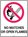 Metal No Matches or Open Flames Sign | Fuel Stores | Uniform Safety Signs