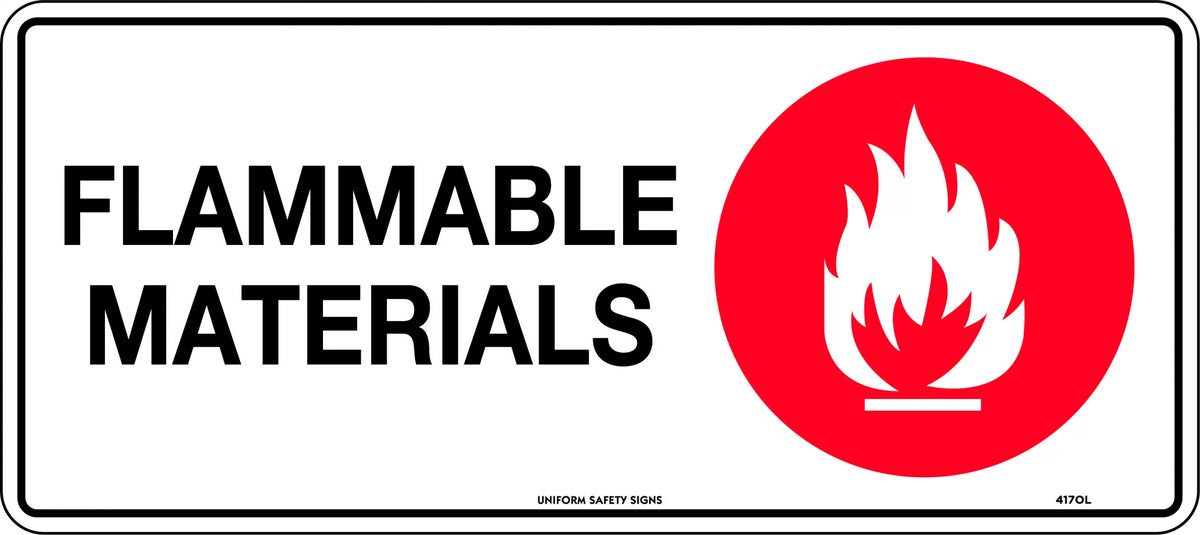 Self Adhesive Flammable Materials Sign | Chemical Storage | Uniform Safety Signs
