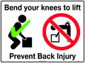 Metal Bend Your Knees Sign | Warehouse Lifting | Uniform Safety Signs