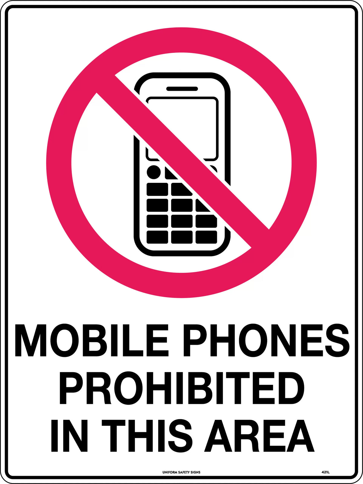 Self Adhesive Mobile Phone Prohibition | Site Safety | Uniform Safety Signs