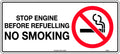 Metal Stop Engine Refuelling Sign | Fuel Bays | Uniform Safety Signs