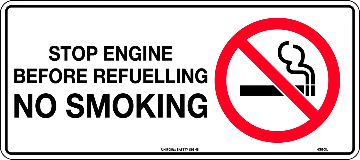 Metal Stop Engine Refuelling Sign | Fuel Bays | Uniform Safety Signs