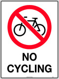 450x300mm No Cycling Sign | Warehouse & Site Access | Uniform Safety Signs