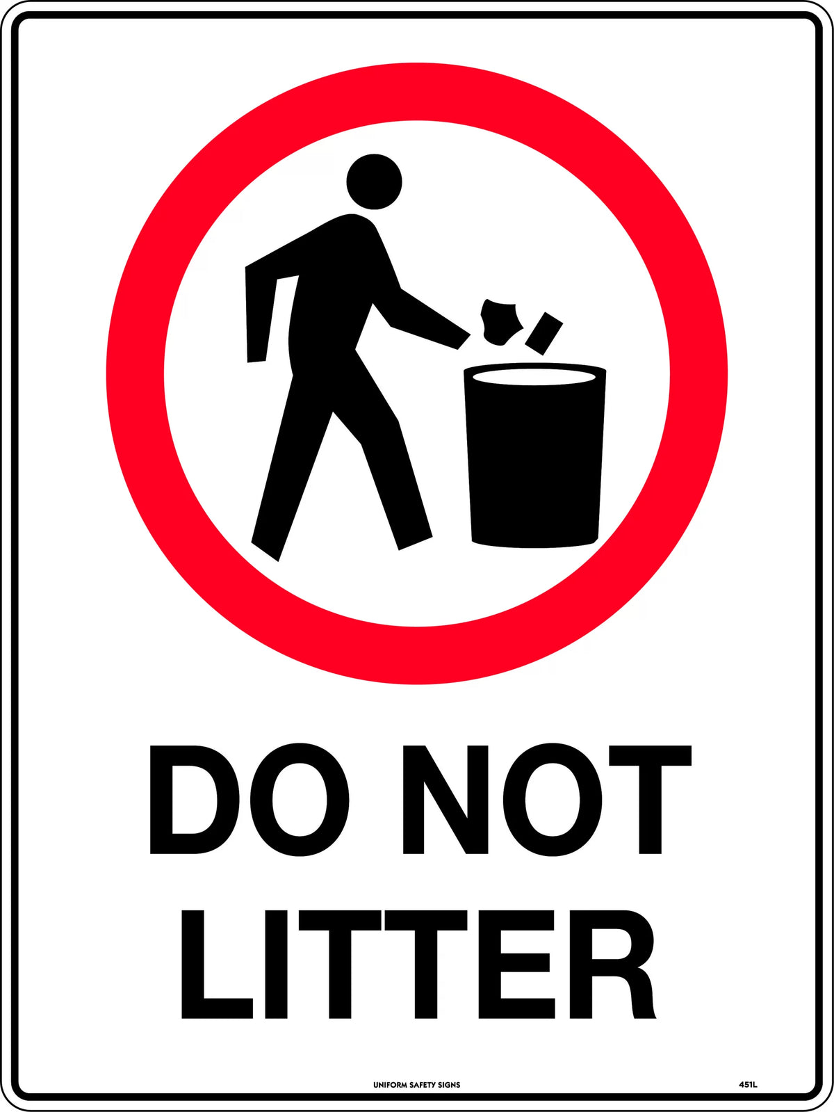 Metal Do Not Litter Sign | Public and Site Areas | Uniform Safety Signs