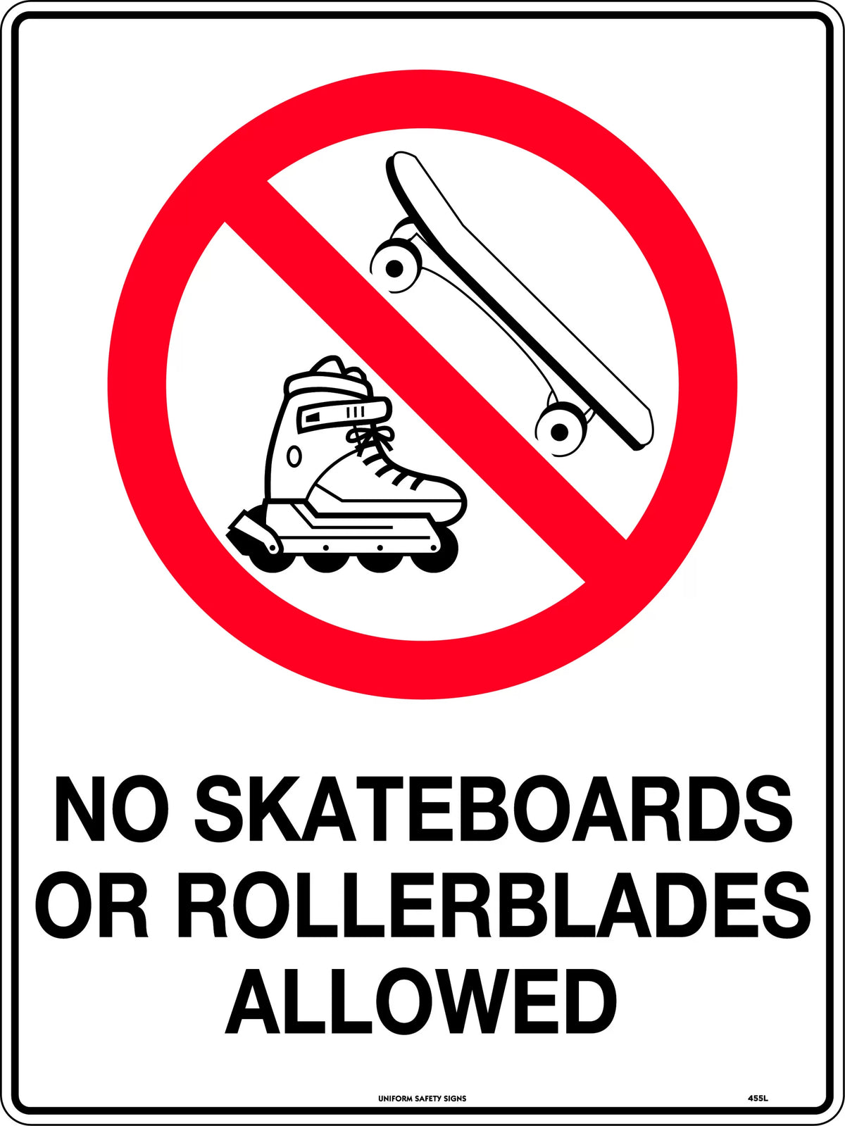 Metal No Skateboards or Rollerblades Sign | Public Areas | Uniform Safety Signs