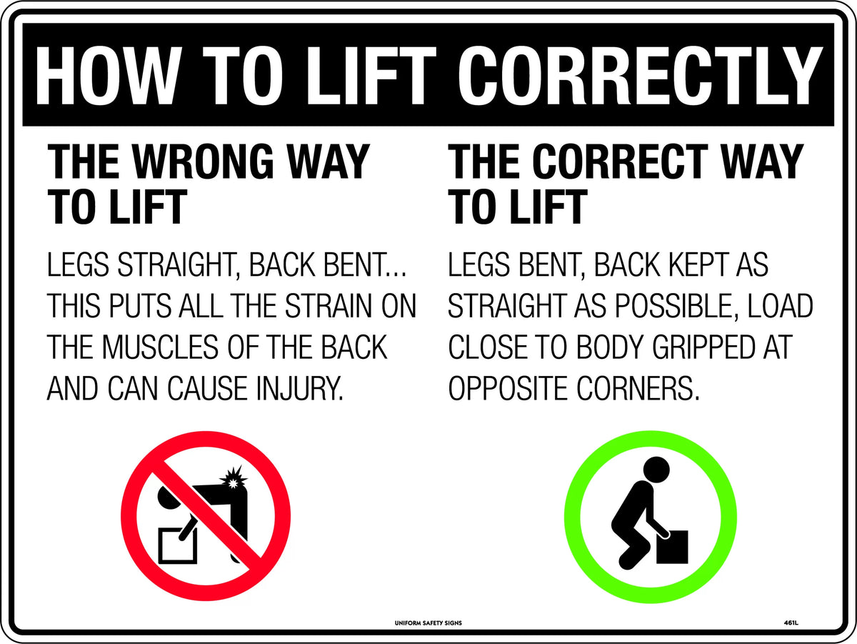 600x400mm Poly Lifting Guide | Warehouse & Logistics | Uniform Safety Signs