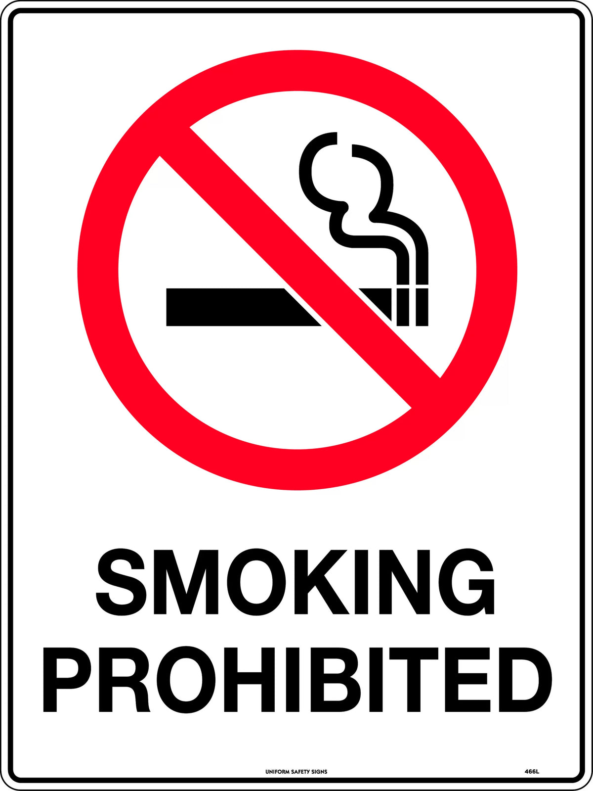 600x400mm Smoking Prohibited Sign | Industrial Sites | Uniform Safety Signs