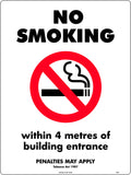 4 Metre Clearance No Smoking Sign | Building Entrances | Uniform Safety Signs