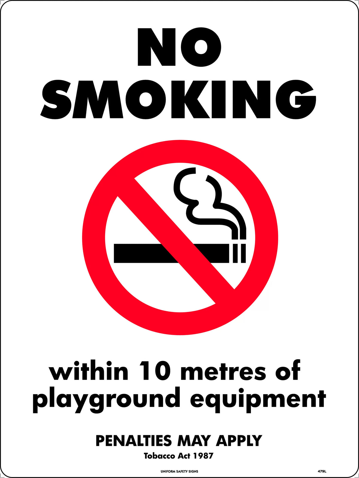300x225mm No Smoking Sign | Playground Areas | Uniform Safety Signs